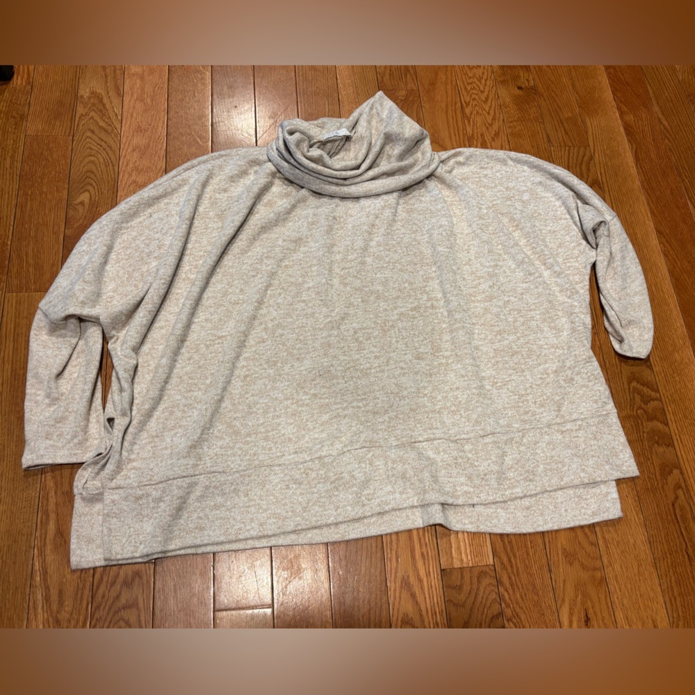 Nic & Lulu Cozy creamy beige oversized Turtleneck Sweater L XL large X-Large
